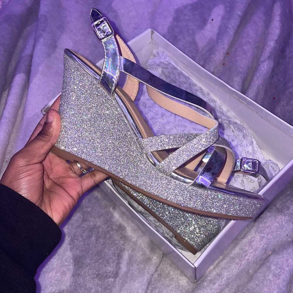Silver Glitter Wedges - image 2