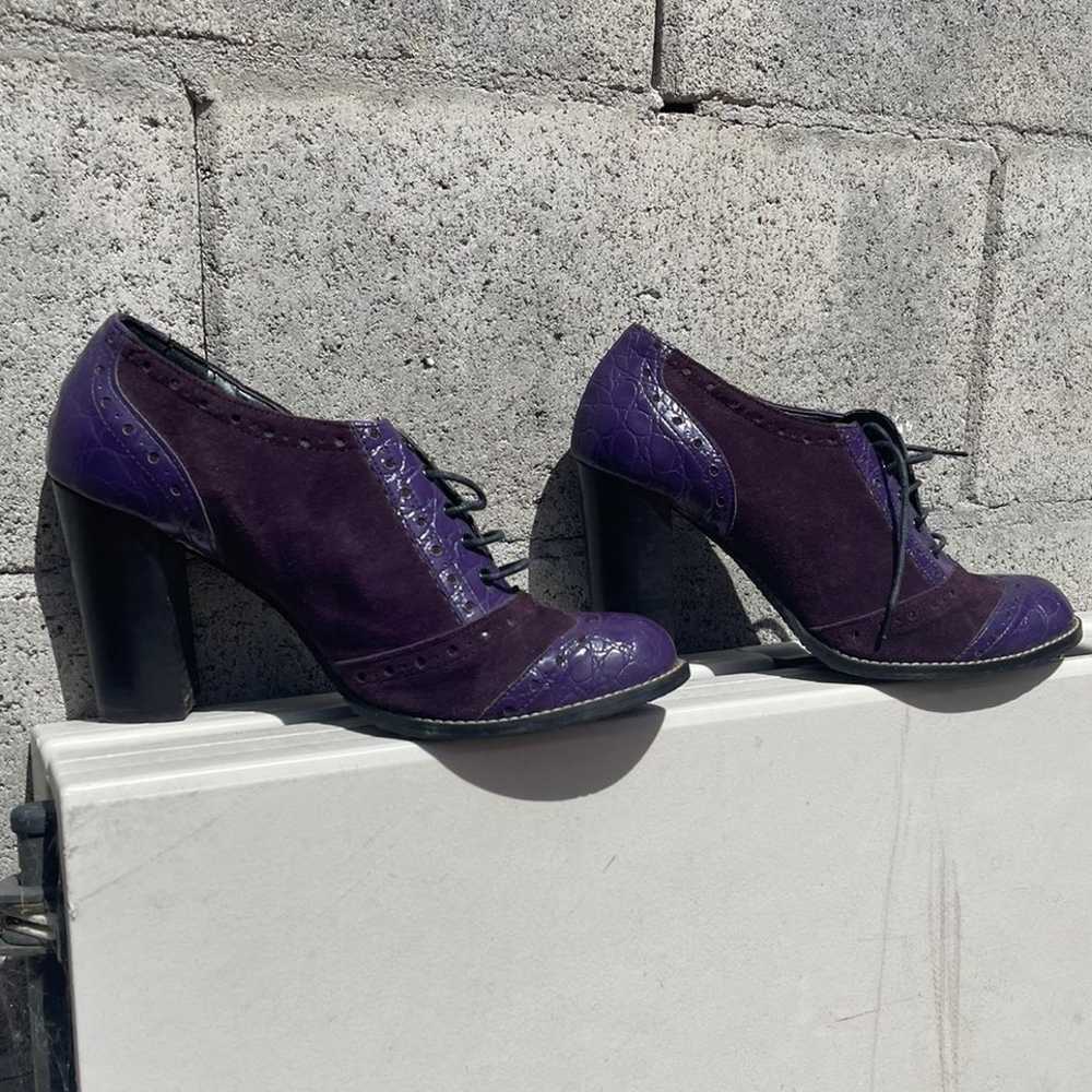 Purple Italian leather heels - image 3