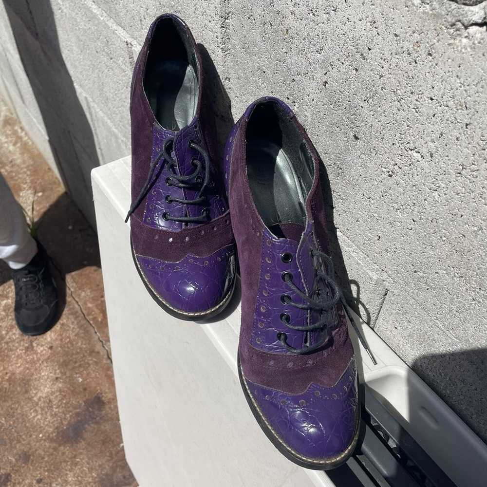 Purple Italian leather heels - image 5