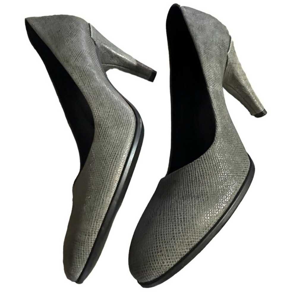Ecco Snakeskin Print Heel Shape 75 Gray Metallic … - image 3