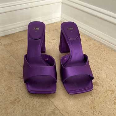 Zara Satin Purple Heels (size 7 1/2 -8) - image 1