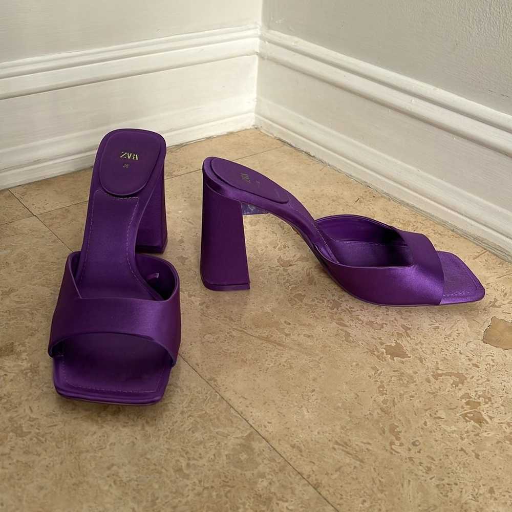 Zara Satin Purple Heels (size 7 1/2 -8) - image 2