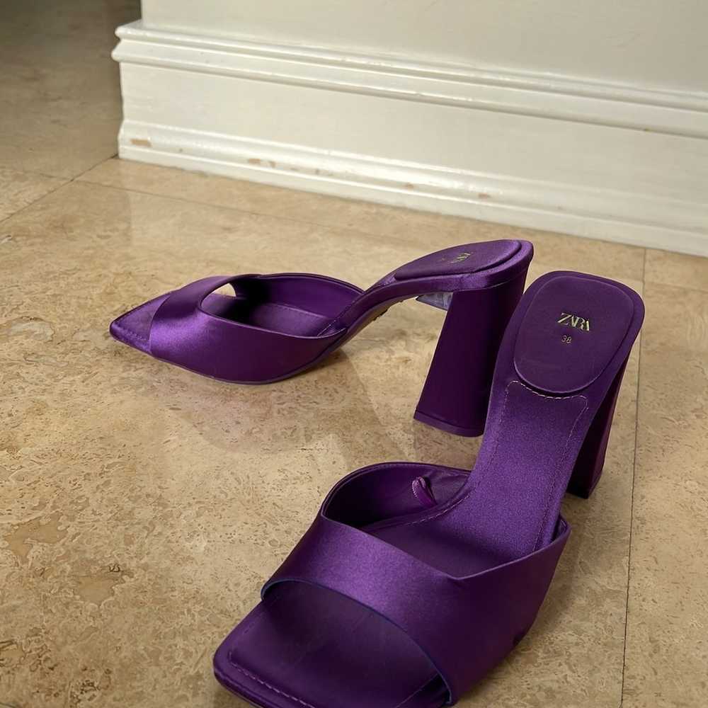Zara Satin Purple Heels (size 7 1/2 -8) - image 4