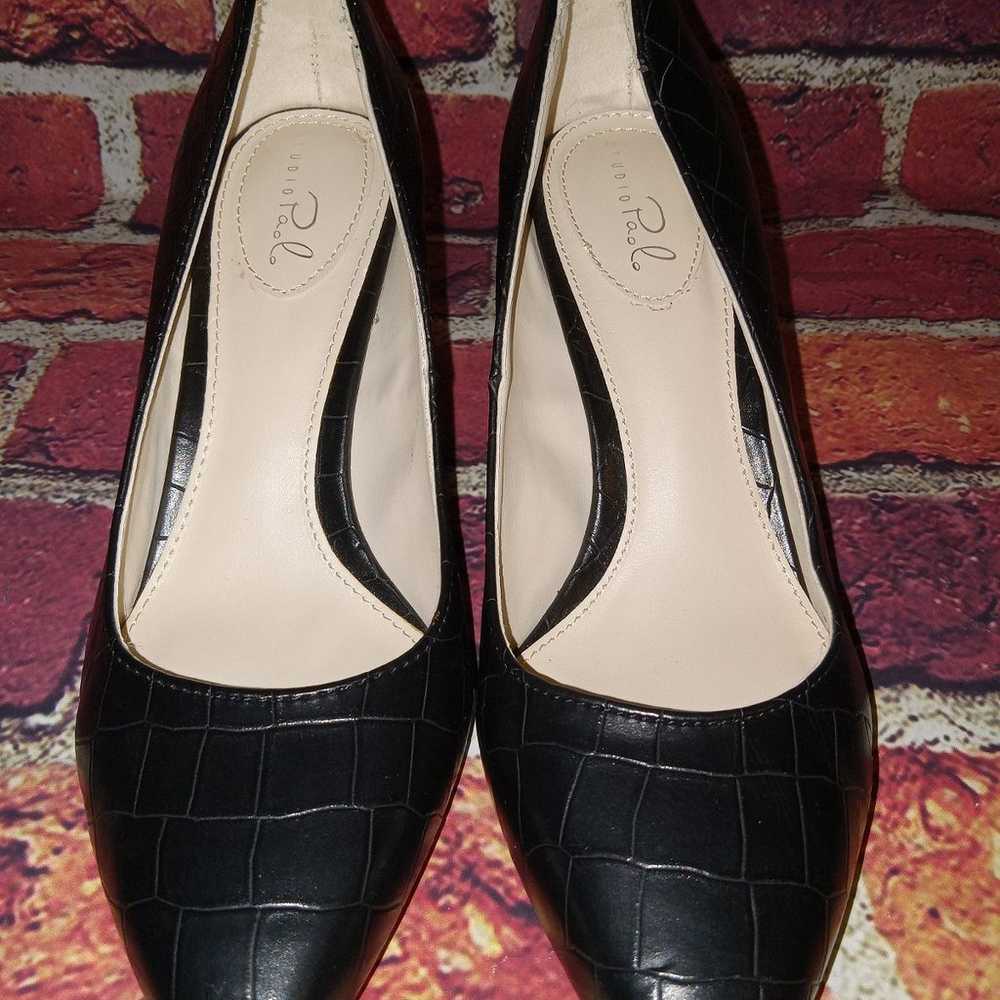 Studio Paolo Womens Pump Heels Size 7.5 Black Lea… - image 5