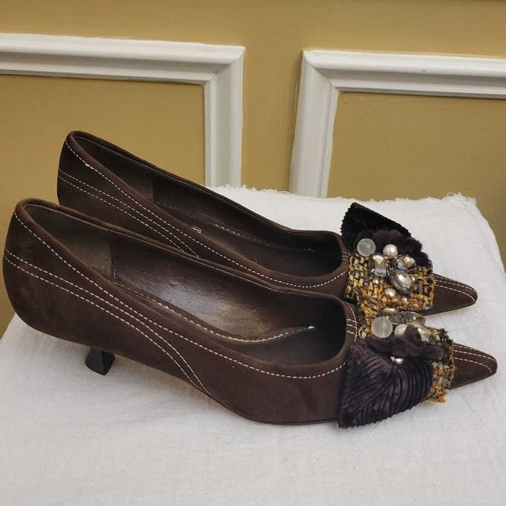 Hype "Sarafina" Brown Suede Pumps With Rhinestone… - image 3