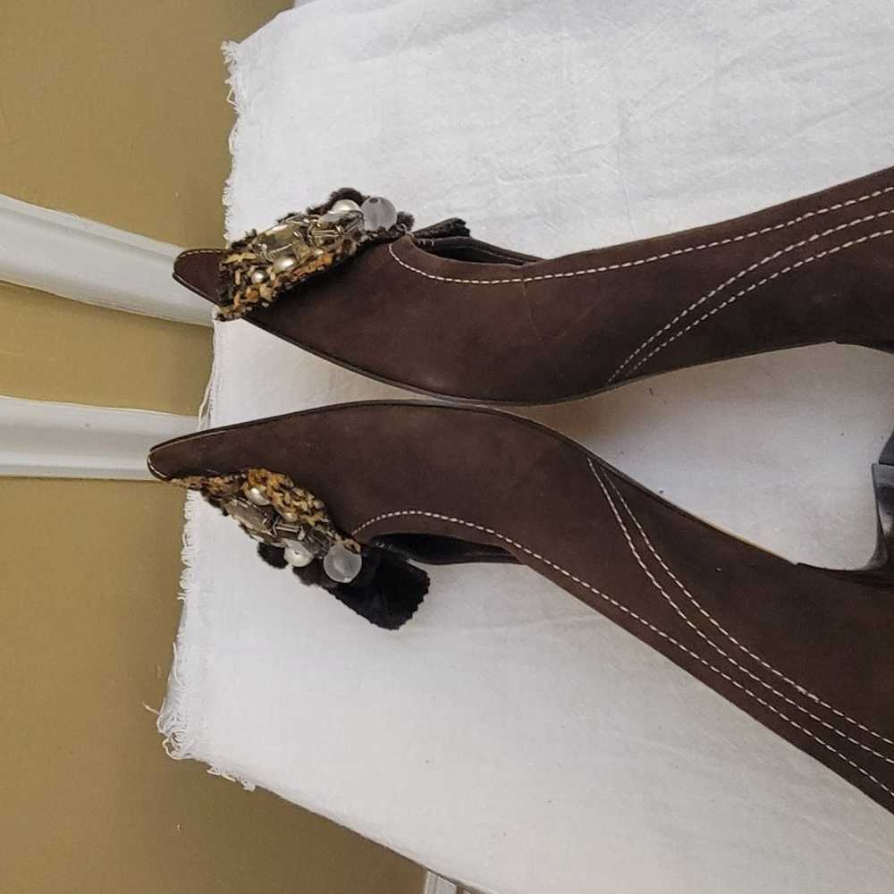 Hype "Sarafina" Brown Suede Pumps With Rhinestone… - image 5