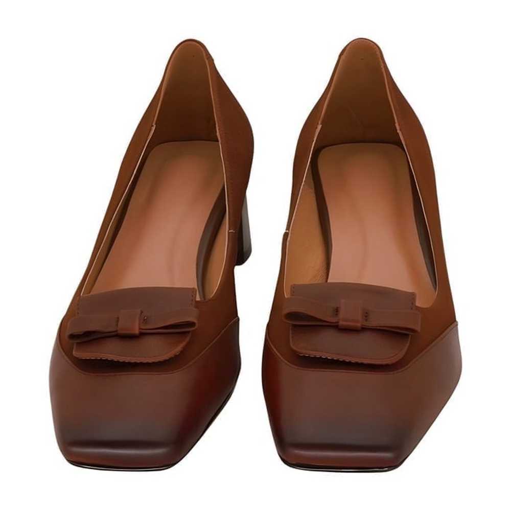 YOUTHJUNE Light Brown Bow-Accent Square-Toe Leath… - image 4