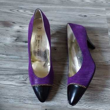 Vintage Bruno Magli Purple Black Heels size 8.5 - image 1