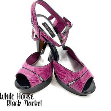 WHBM purple snakeskin print platform heels