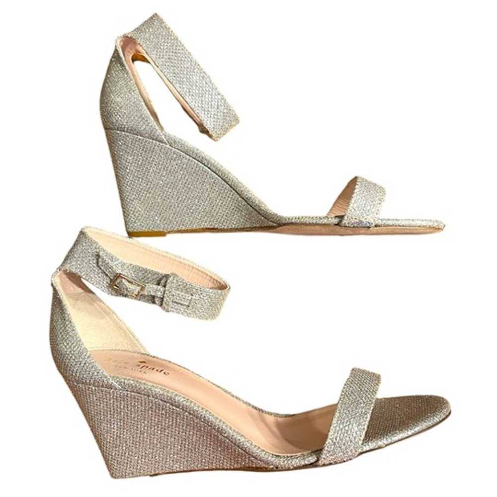 KATE SPADE Silver Glitter Authentic Wedge Heels A… - image 1
