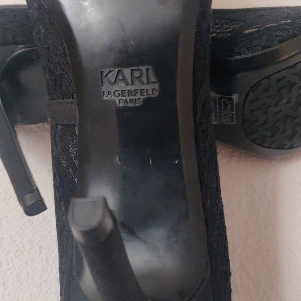 Karl Lagerfeld  Paris Black Embroidered Heeled Sh… - image 10