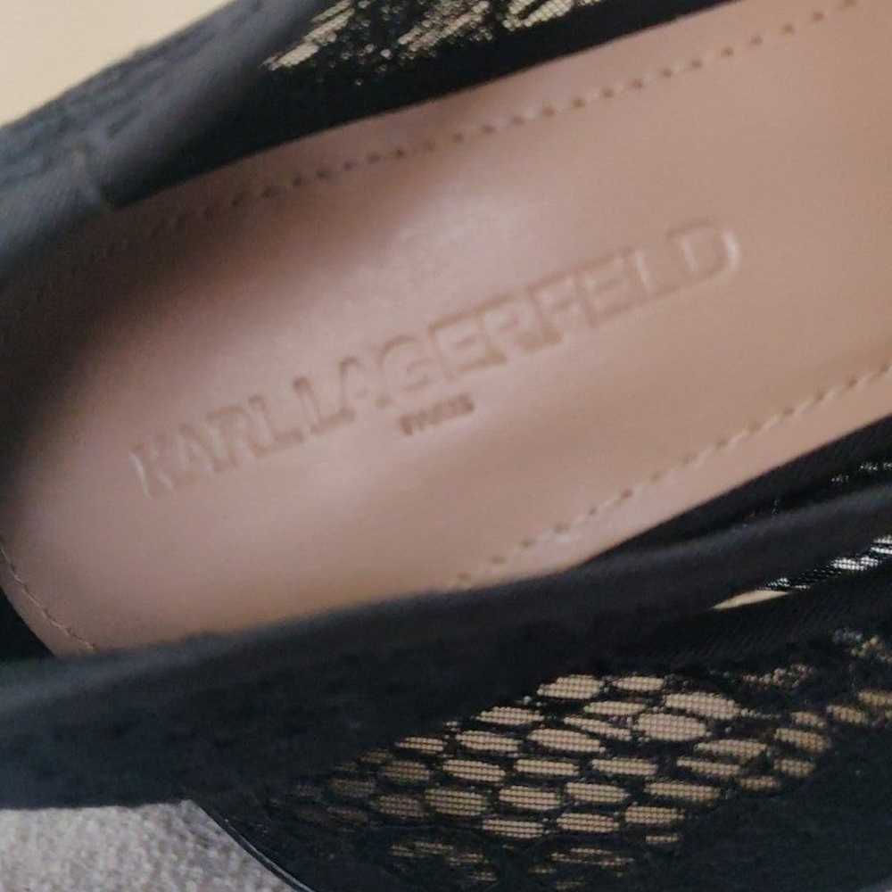 Karl Lagerfeld  Paris Black Embroidered Heeled Sh… - image 5
