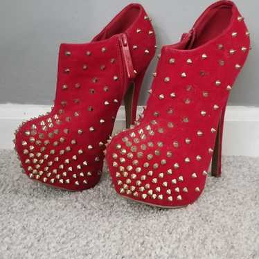 Red Studded Booties