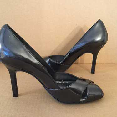 BCB Girls Peep Toe Black Patent Heels