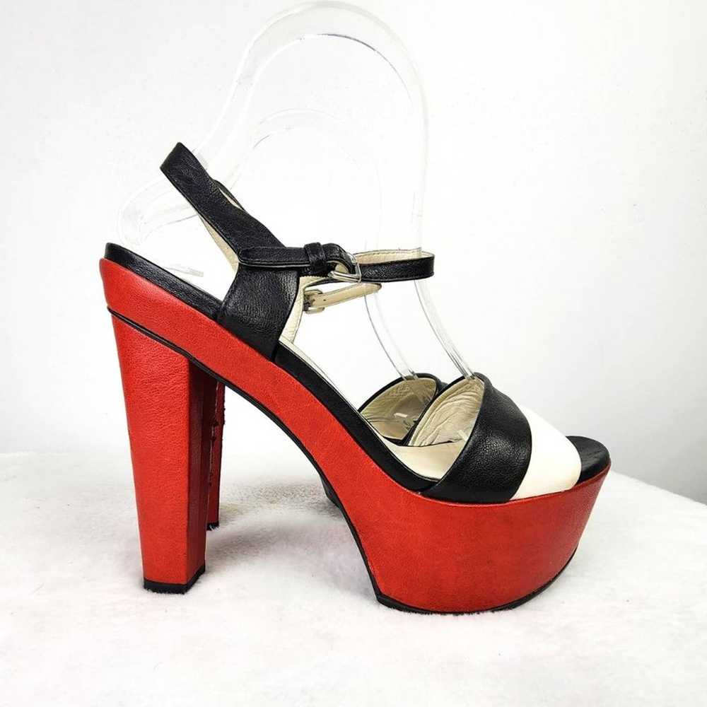 Stuart Weitzman Black White Red Heels Size 7.5 St… - image 1