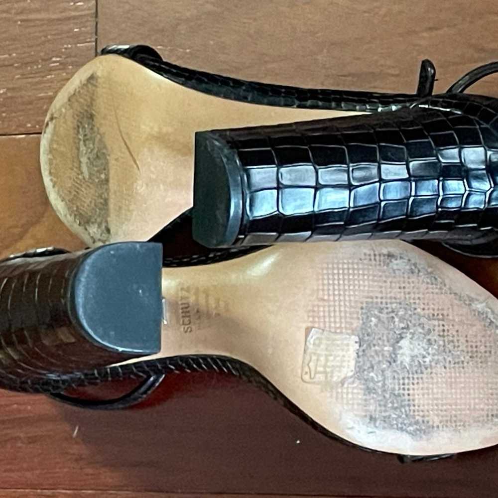 Schutz Black Croco Leather Ankle Strap heels - image 10