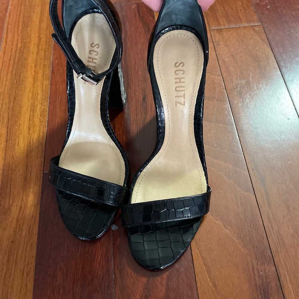 Schutz Black Croco Leather Ankle Strap heels - image 11