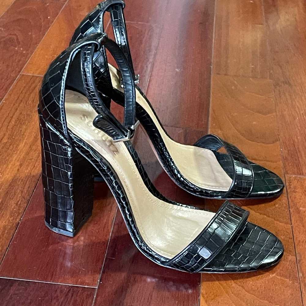 Schutz Black Croco Leather Ankle Strap heels - image 1