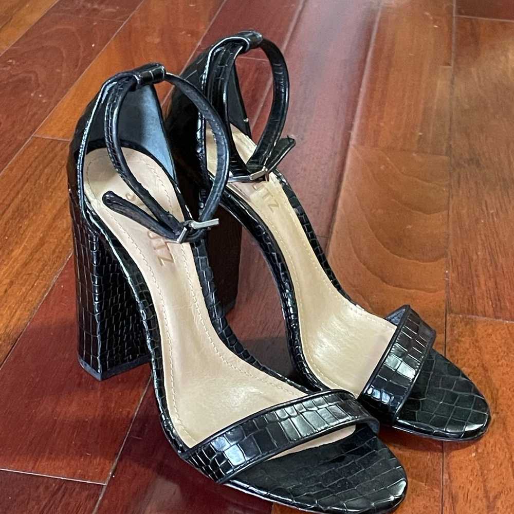 Schutz Black Croco Leather Ankle Strap heels - image 2