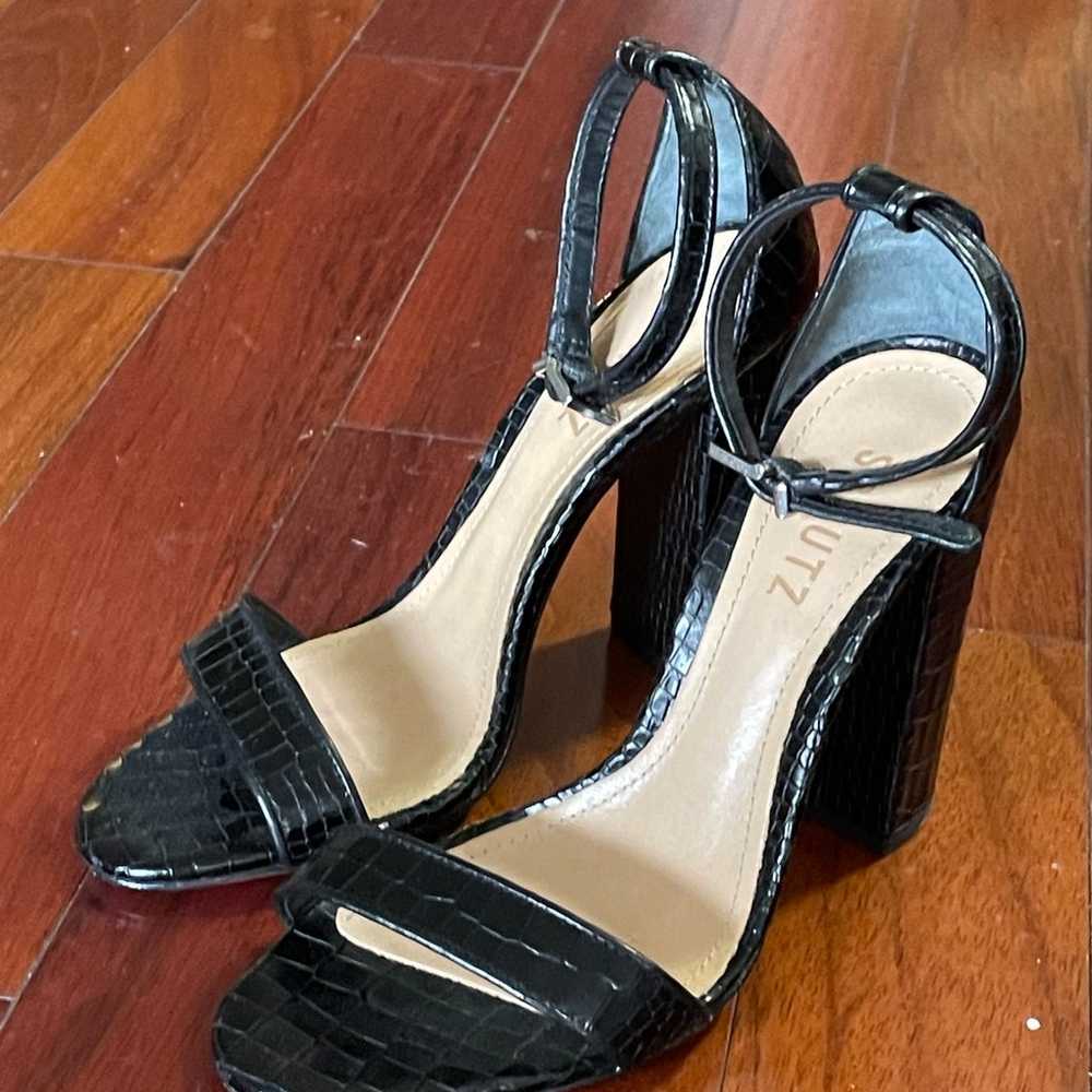 Schutz Black Croco Leather Ankle Strap heels - image 6