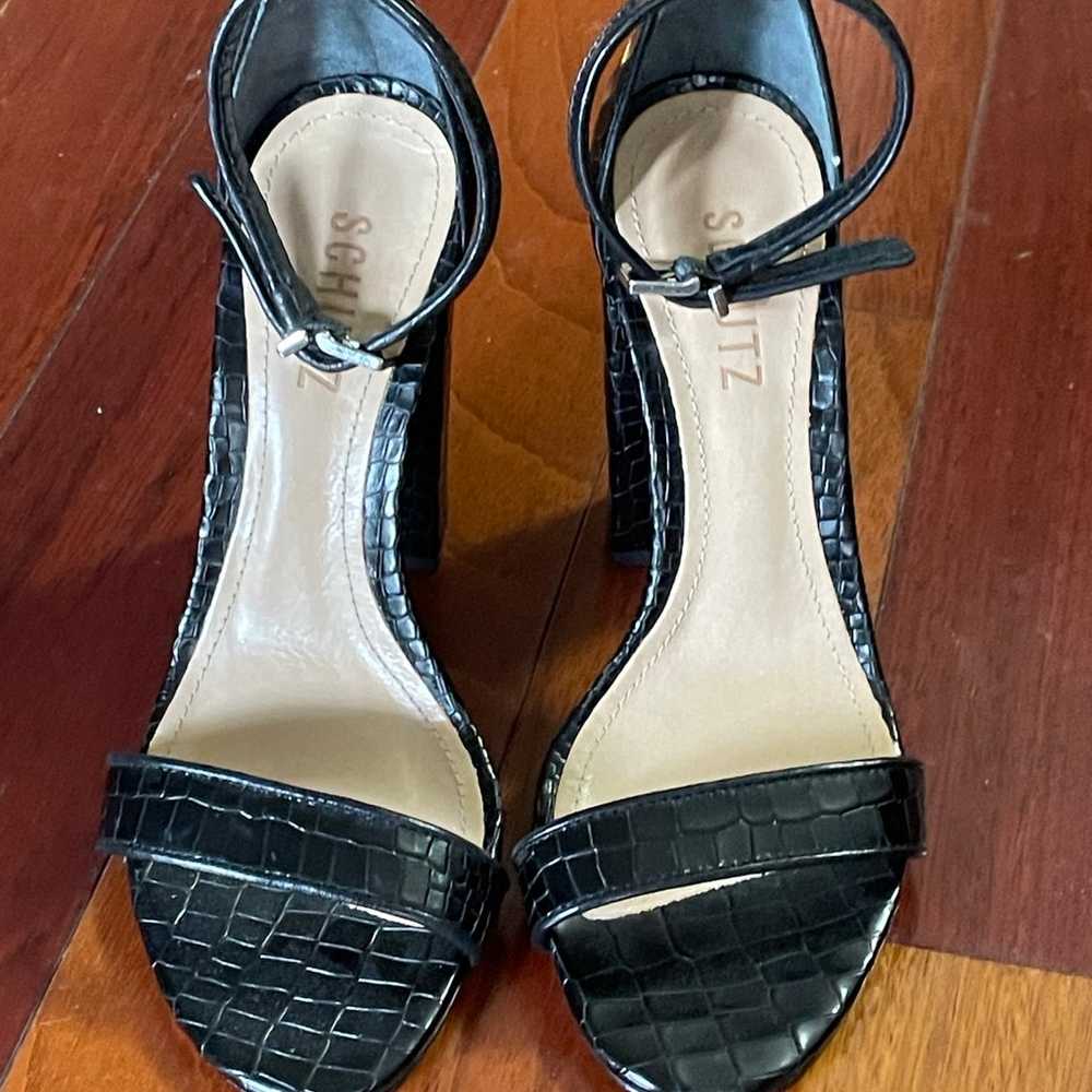 Schutz Black Croco Leather Ankle Strap heels - image 7