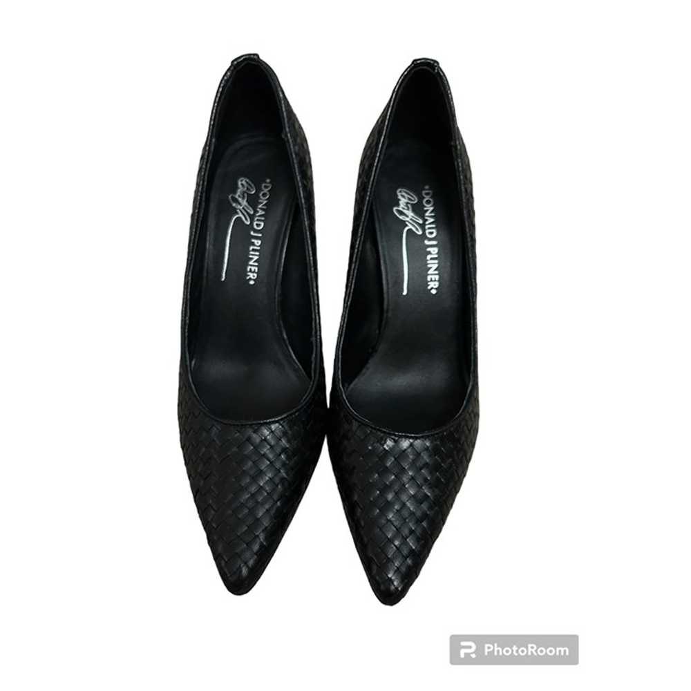 Donald J. Pilner Size 5.5 Carrie Black Woven Leat… - image 2