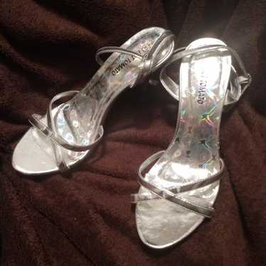HOT TOMATO Silver 4 inch Heels shoes with crystal… - image 1