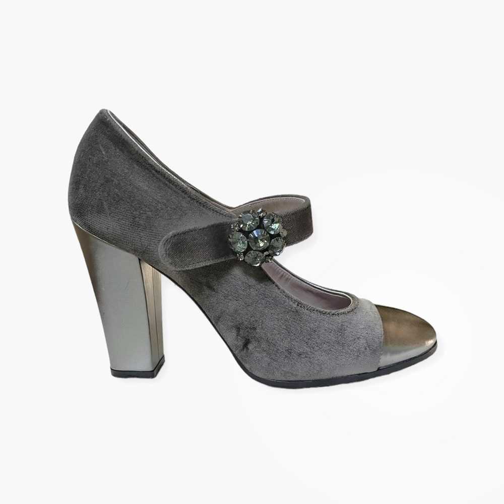 NWOB Marc by Marc Jacobs Grey Velvet Crystal Mary… - image 1