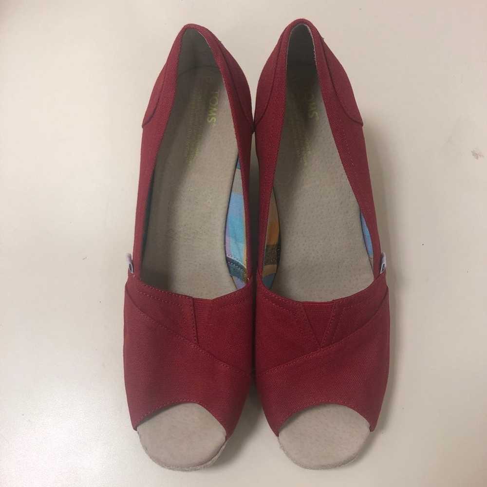 Toms red wedge peep Womens size 12 - image 1