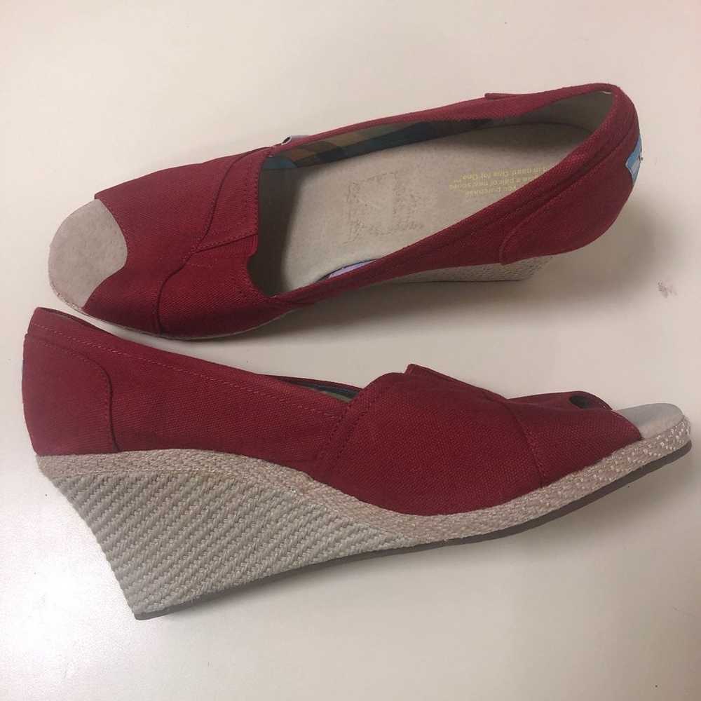 Toms red wedge peep Womens size 12 - image 2