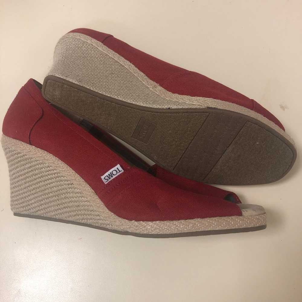 Toms red wedge peep Womens size 12 - image 3