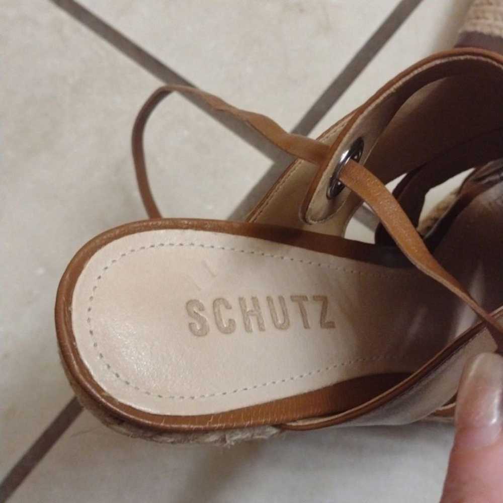 Schutz Ilione platform wedge heels leather and ra… - image 3