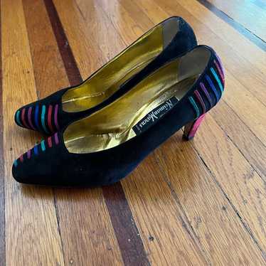 Vintage Andrea Pfister outlets for I. Magnin Black Suede Flats Heels - 7