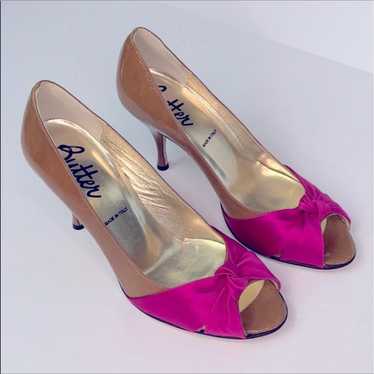 Butter Patent Leather & Satin Peep Toe H