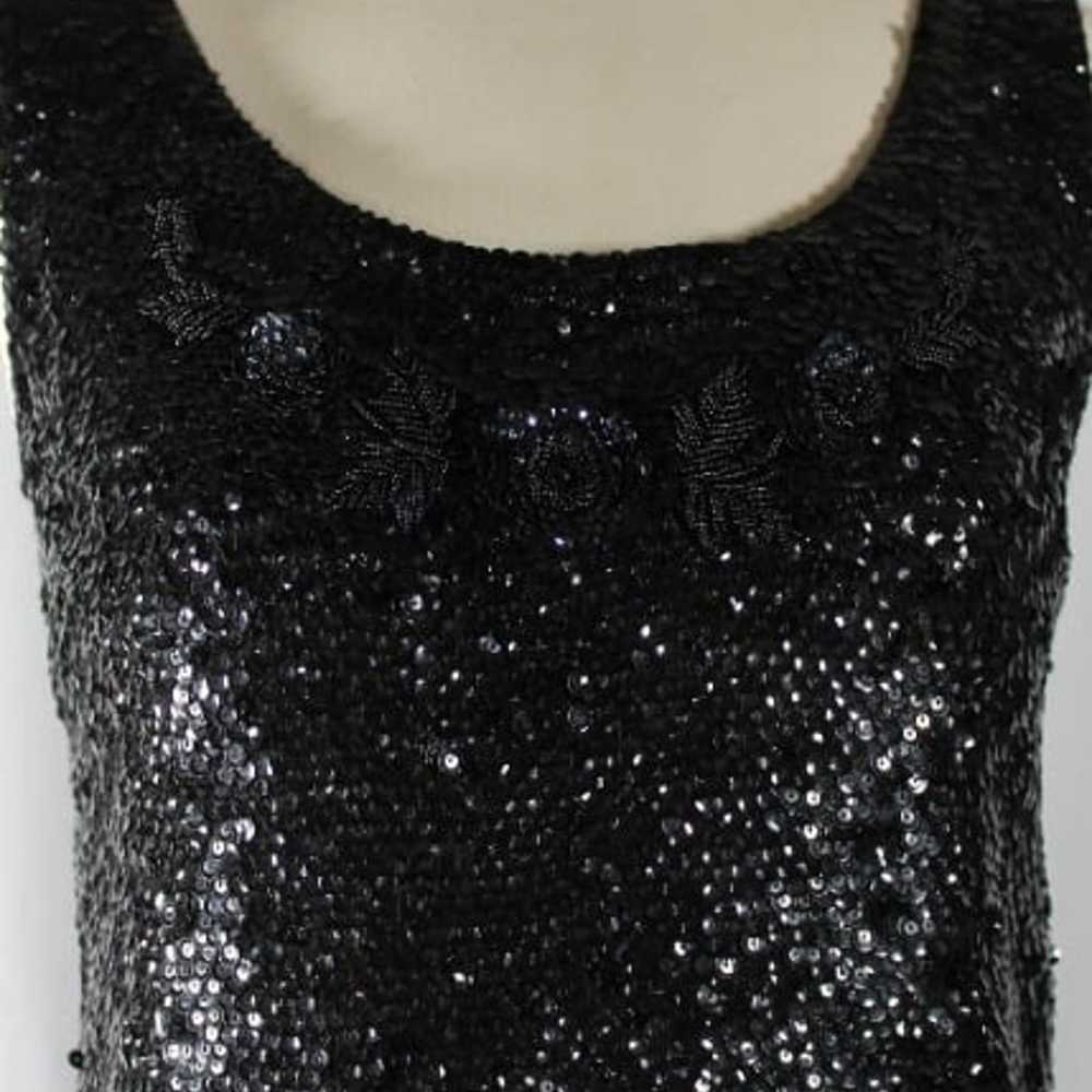 Vintage 1960s Black Beaded Ultra Glam Sleeveless … - image 3