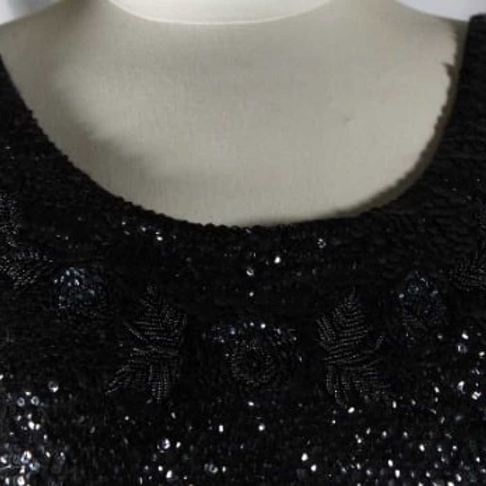 Vintage 1960s Black Beaded Ultra Glam Sleeveless … - image 4