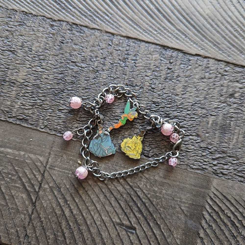 Vintage Disney Princess Silver 3 Charm Bracelet T… - image 1