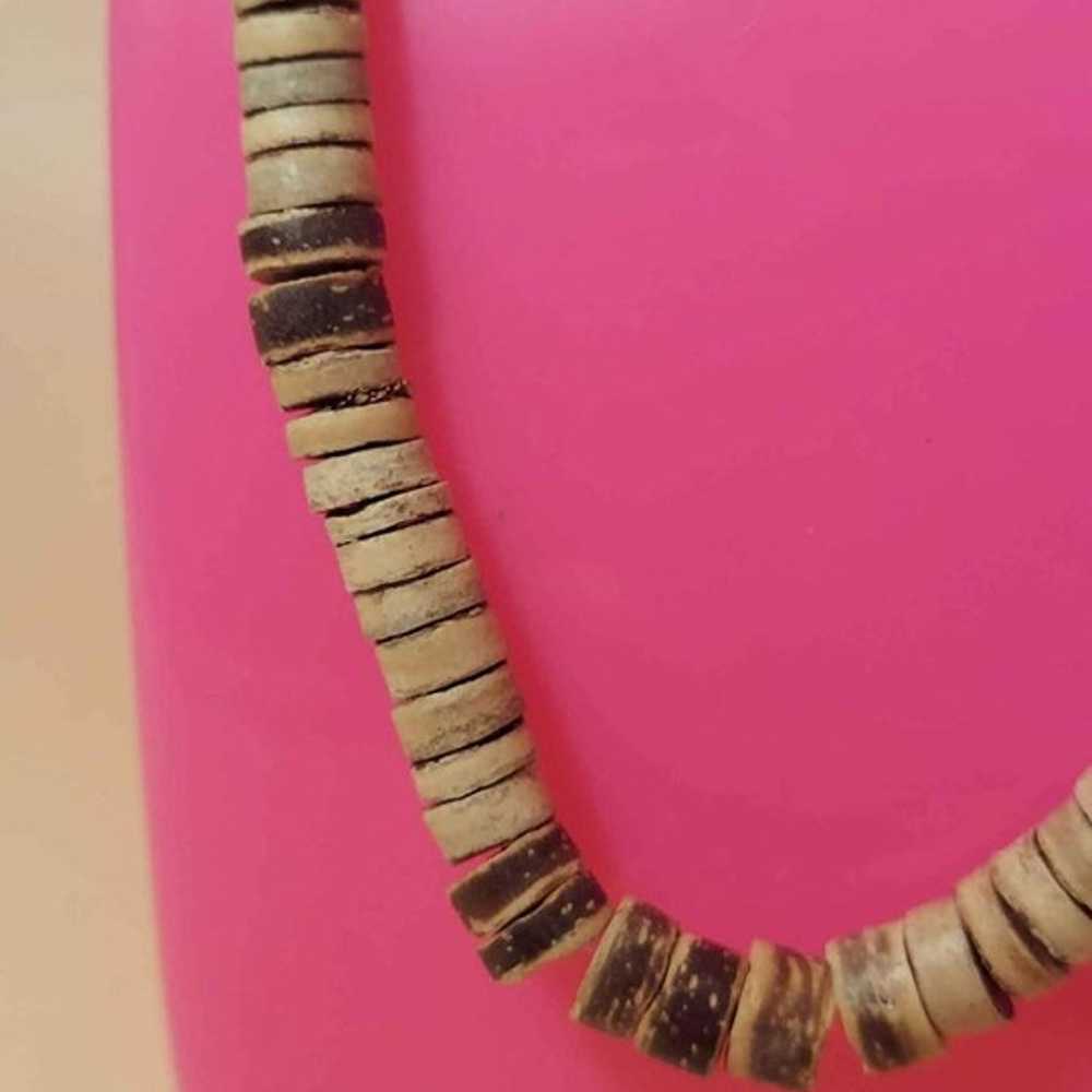 Vintage Heishi Bead Coconut Shell Necklace - image 2