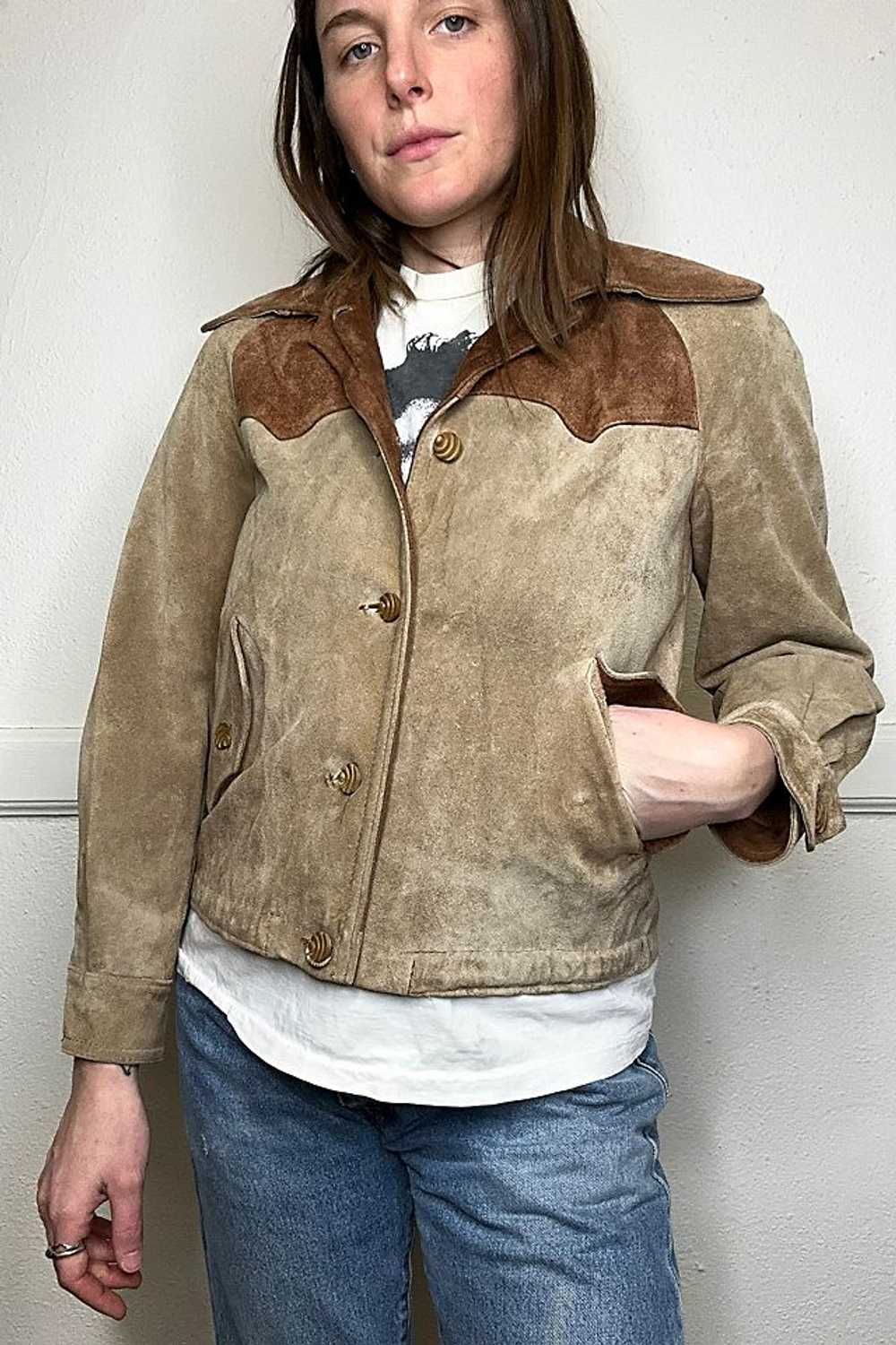 1970s Suede Two Tone Western Jacket Selected by C… - image 1