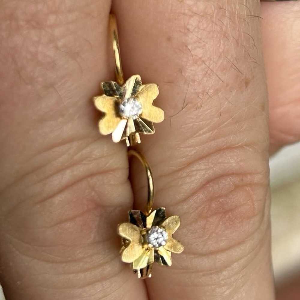18k Solid Gold Flower Earrings from Italy - Vinta… - image 5
