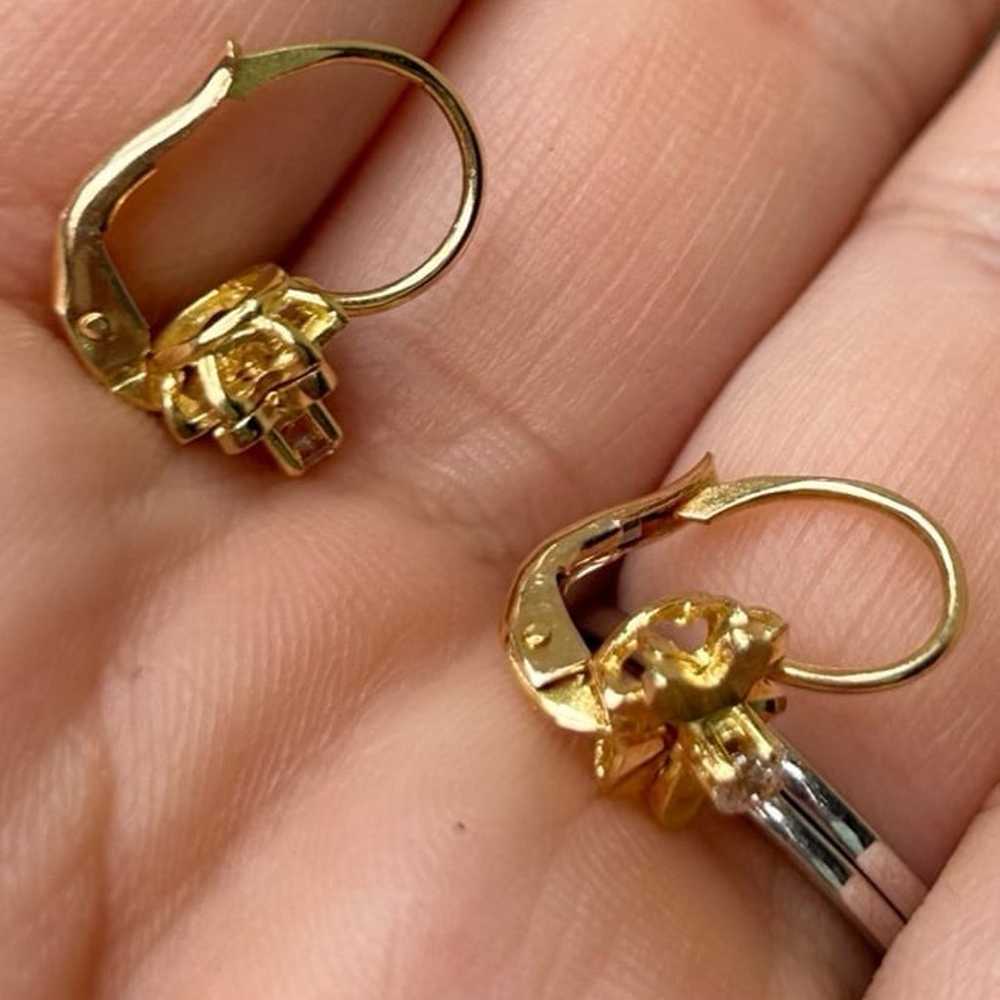 18k Solid Gold Flower Earrings from Italy - Vinta… - image 7