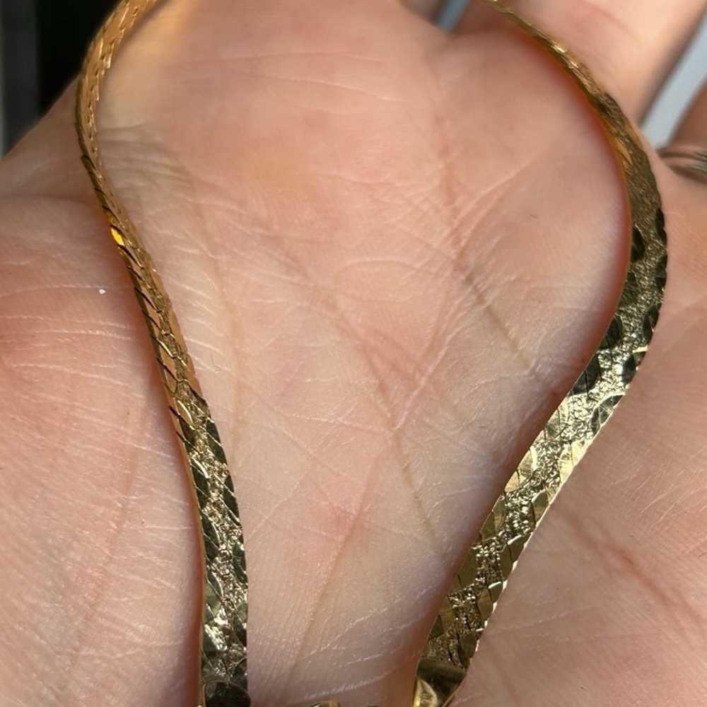 14k Gold bracelet vintage herringbone Estate - image 12
