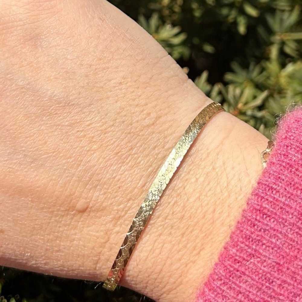 14k Gold bracelet vintage herringbone Estate - image 1