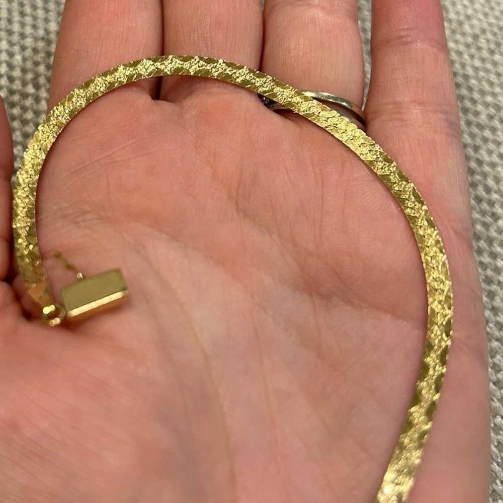 14k Gold bracelet vintage herringbone Estate - image 3