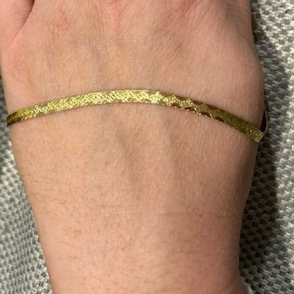 14k Gold bracelet vintage herringbone Estate - image 6
