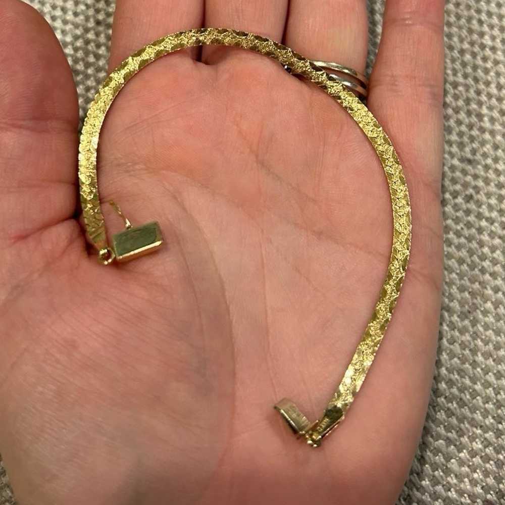 14k Gold bracelet vintage herringbone Estate - image 7