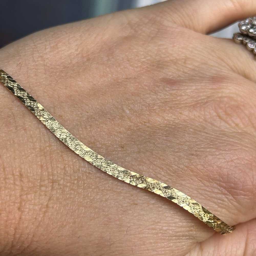 14k Gold bracelet vintage herringbone Estate - image 9