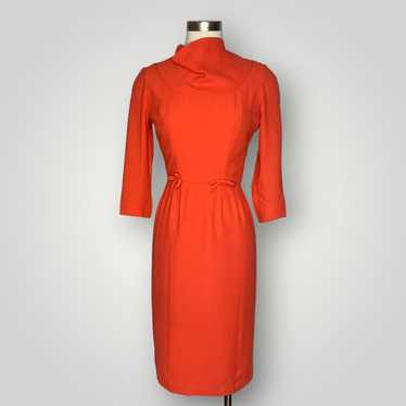 Vintage 1950s Sue Leslie Dress Bright Coral Women… - image 1