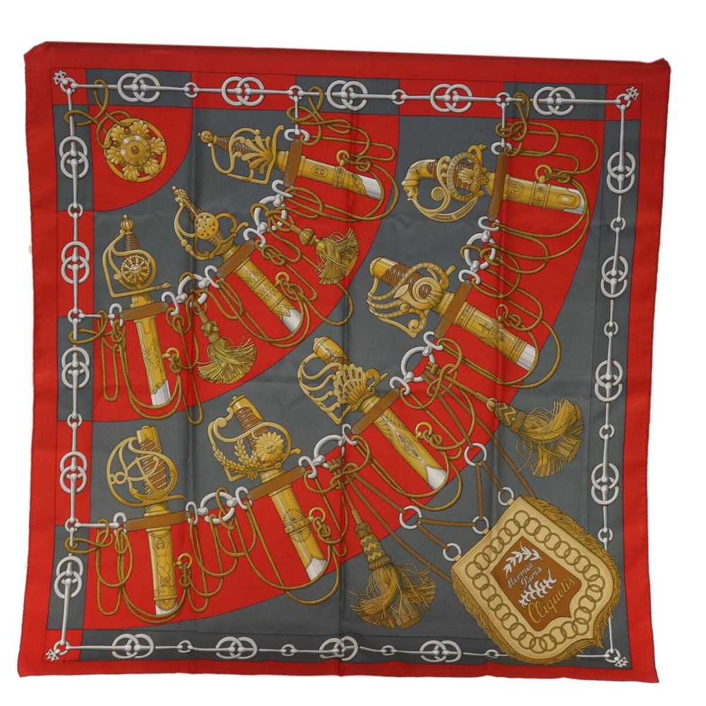 Hermes HERMES Carre 90 Cliquetis Scarf Silk Red A… - image 1