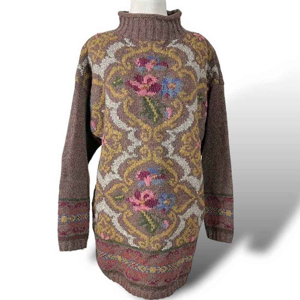 Vintage Fair Isle Victorian Floral Sweater Expres… - image 2
